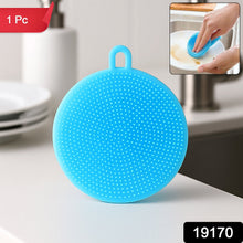Sky Blue Silicone Dish Scrubber Sponge Mildew Free, Non Stick, Heat Resistant - justgrabit.in | Just Grab It