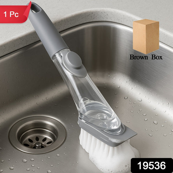 Multipurpose Dish Scrub Brush with Built - In Soap Dispenser (1 Pc) - justgrabit.in | Just Grab It