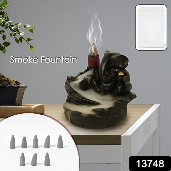 Smoke Fountain Ganesha Idol Decoration Items 8 Pc Backflow Incense Cones (1 pc) - justgrabit.in | Just Grab It