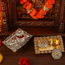 Ornate Rectangular Pooja Thali Tray - (1 Pc) - justgrabit.in | Just Grab It