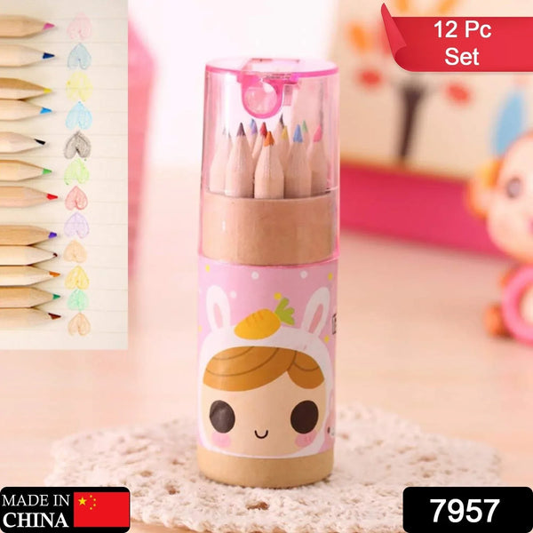 12 Mini Colouring Pencils with Sharpener, Kids Drawing Set for School & Sketching - justgrabit.in | Just Grab It