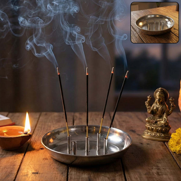 Stainless Steel Lotus Agarbatti Stand SIA - 5 (1 Pc) - justgrabit.in | Just Grab It