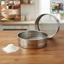 Stainless Steel Fine Mesh Atta Chalni Sieve Set (2 Pc Set) - justgrabit.in | Just Grab It