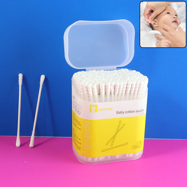 Premium Ultra - Soft Baby Cotton Swabs (200 Pc) - justgrabit.in | Just Grab It