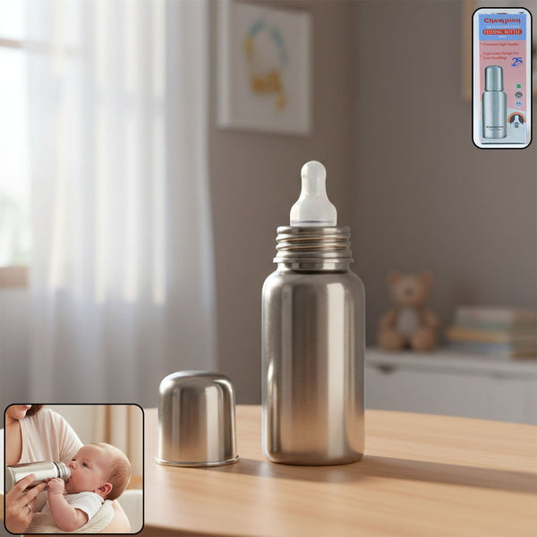 Stainless Steel Baby Feeding Bottle 200ML - justgrabit.in | Just Grab It