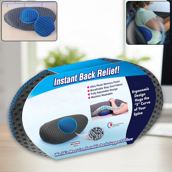 Ergonomic Orthopedic Back Support Pillow (18 x 9 Inch / 1 Pc) - justgrabit.in | Just Grab It