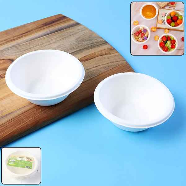 Freshee 180 ml Round Compostable Bagasse Bow (10 Pc) - justgrabit.in | Just Grab It