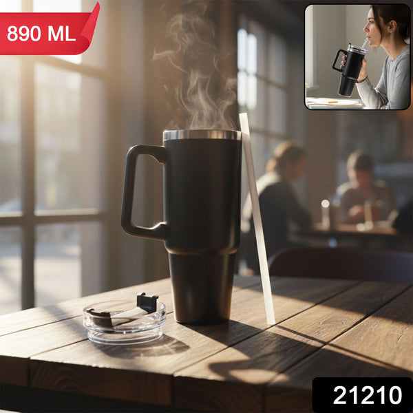 890 ML Large Capacity Insulated Travel Mug / Tumbler Black color (1 Pc) - justgrabit.in | Just Grab It
