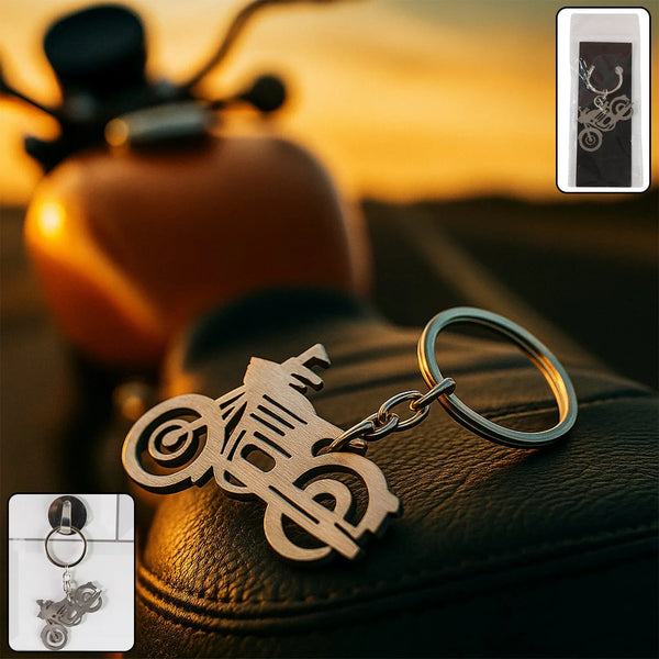 Motorcycle Silhouette Metal Keychain - (1 Pc) - justgrabit.in | Just Grab It