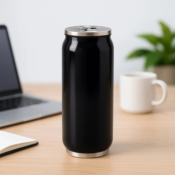 Stainless Steel Can - Shaped Vacuum Flask with Built - In Straw 500ml Approx, Tumbler (1 Pc) - Justgrabit Inc.