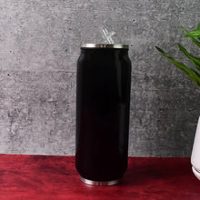 Stainless Steel Can - Shaped Vacuum Flask with Built - In Straw 500ml Approx, Tumbler (1 Pc) - Justgrabit Inc.