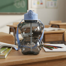 Kids Cartoon Bear Water Bottle with Straw & Shoulder Strap (1 Pc) - justgrabit.in | Just Grab It
