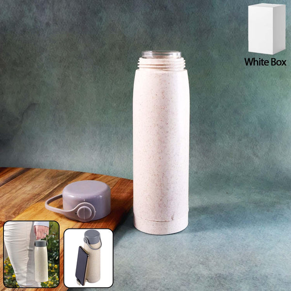 Creative Wheat Glass Water Bottle with Phone Holder (380ml, 80 Pc MOQ) - justgrabit.in | Just Grab It