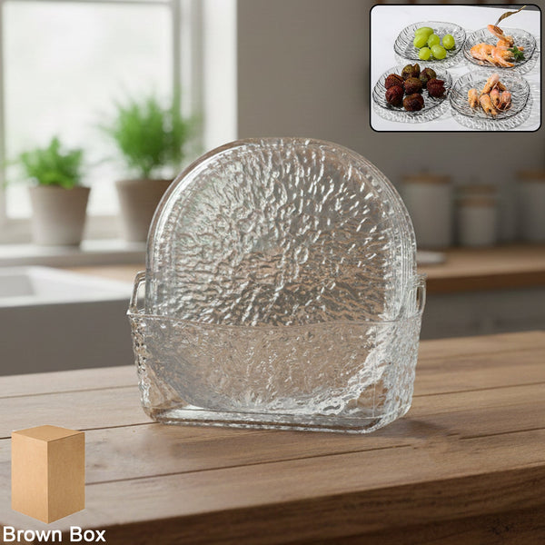 9 - in - 1 Crystal Glass Snack Serving Plates Set - justgrabit.in | Just Grab It