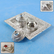 Silver - Finish Pooja Kumkum Box Tray - (1 Pc) - justgrabit.in | Just Grab It