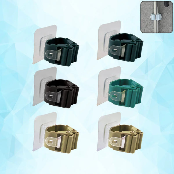 Self - Adhesive Mop and Broom Holder Clips (6 Pc Set) - Justgrabit Inc.