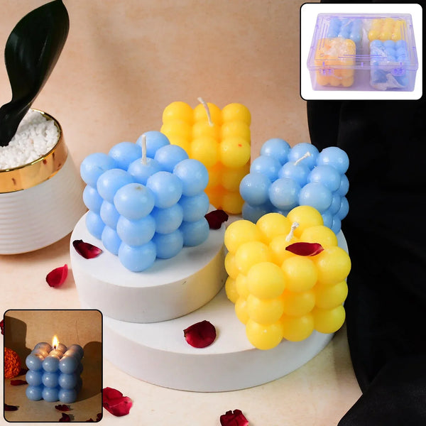 Colorful Cube Shaped Wax Candles (4 Pc) - justgrabit.in | Just Grab It