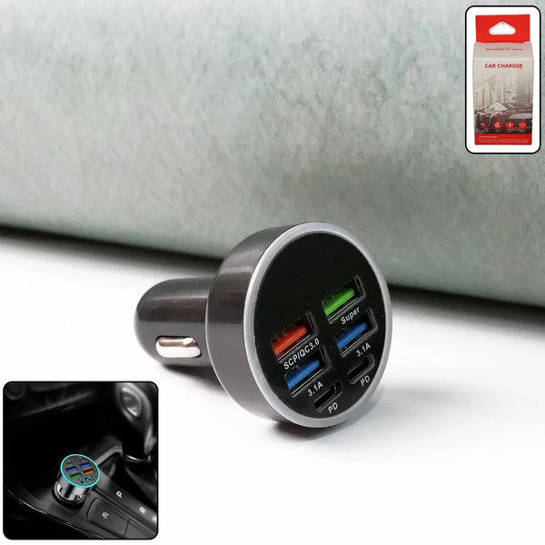 Multi - Port Fast Car Charger for 12V/24V Vehicles – 4 - USB Smart Adapter - justgrabit.in | Just Grab It