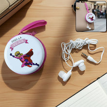 Portable Round Earphone Carry Case with Wired Earphones Set (1 Set) - justgrabit.in | Just Grab It