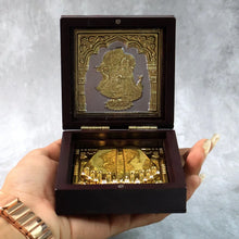 Golden Charan Paduka in Wooden Box – Spiritual Gift & Pooja Accessory - Justgrabit Inc.