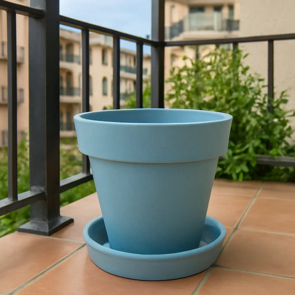 Heavy Plastic Flower pots With Tray (1 Pc) - Justgrabit Inc.