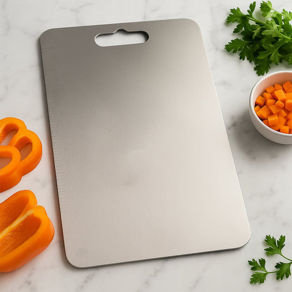 Stainless Steel Vegetable & Fruit Cutting Chopping Board (31×20 Cm / 1 Pc) - justgrabit.in | Just Grab It