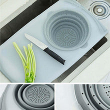 2 in 1 Over - Sink Cutting Board with Built - In Collapsible Strainer (50 x 28 Cm) - justgrabit.in | Just Grab It