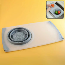 2 in 1 Over - Sink Cutting Board with Built - In Collapsible Strainer (50 x 28 Cm) - justgrabit.in | Just Grab It