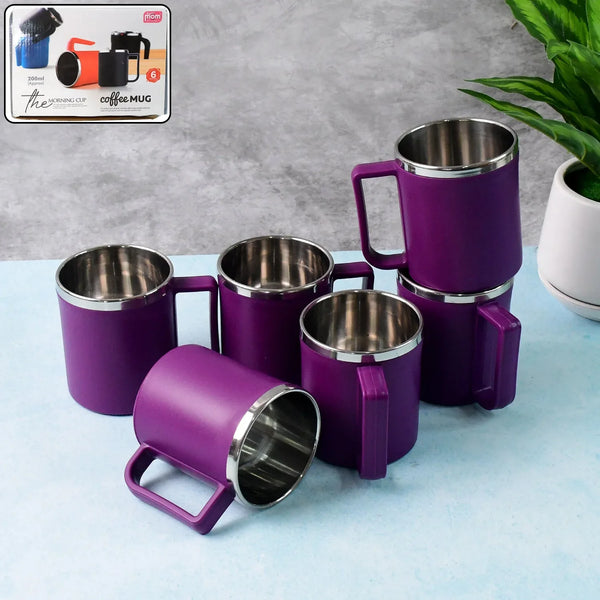 Supermom Stainless Steel Inner Coffee Mug Set (200ML / 6 Pc) - Justgrabit Inc.