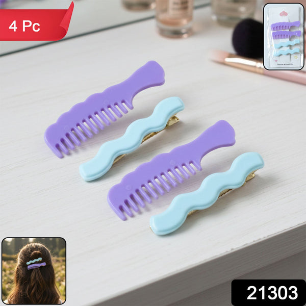 Comb - Shaped Hair Clips Set for Girls & Women – Stylish Hair Pins (4 Pc ) - justgrabit.in | Just Grab It