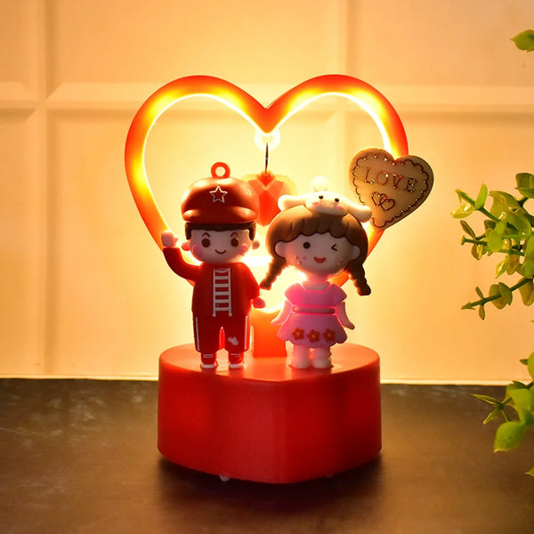 Cute Romantic Couple Love Showpiece with Heart Frame (1 Pc) - Justgrabit Inc.
