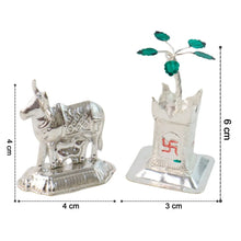 Silver - Plated Kamdhenu Cow & Tulsi Plant Pair – Pooja & Home Décor - Justgrabit Inc.