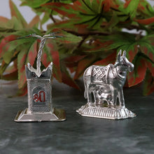 Silver - Plated Kamdhenu Cow & Tulsi Plant Pair – Pooja & Home Décor - Justgrabit Inc.