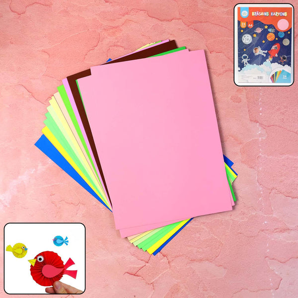 A4 Size Colored Craft Paper Sheets (24 Pc) - justgrabit.in | Just Grab It