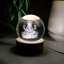 Ganpati 3D Crystal Ball lamps With Wood Base - justgrabit.in | Just Grab It