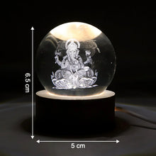 Ganpati 3D Crystal Ball lamps With Wood Base - justgrabit.in | Just Grab It