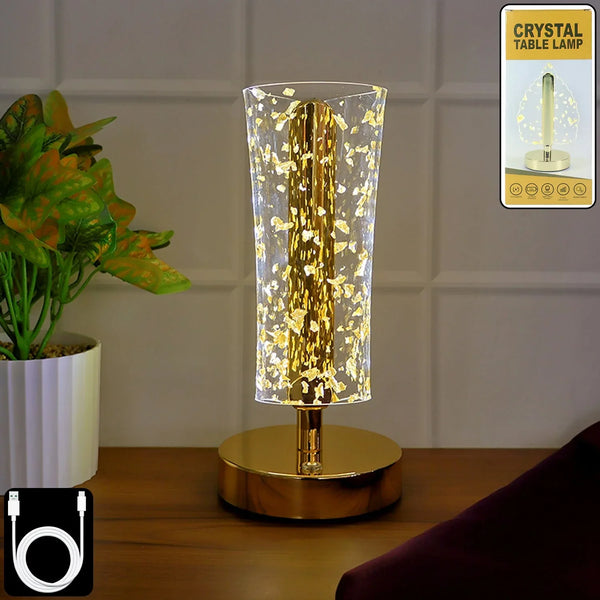 Luxury Golden Crystal LED Table Lamp (1 Pc) - justgrabit.in | Just Grab It