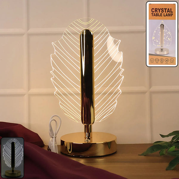 Premium Leaf Shape Crystal Table Lamp (1 Pc) - justgrabit.in | Just Grab It