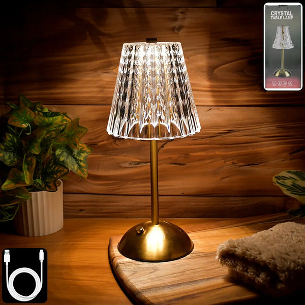 Premium Elegant Shade Crystal Table Lamp (1 Pc) - justgrabit.in | Just Grab It