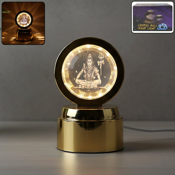 Mahadev 3D Crystal Ball Night Light (1 Pc) - justgrabit.in | Just Grab It