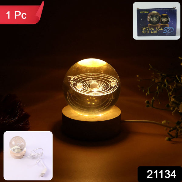 3D Crystal Ball Night Lamp (1 PC) - justgrabit.in | Just Grab It