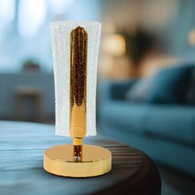 Crystal Table Lamp Sparkle Design Golden Base LED Decorative Bedside Lamp - justgrabit.in | Just Grab It
