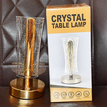 Crystal Table Lamp Sparkle Design Golden Base LED Decorative Bedside Lamp - justgrabit.in | Just Grab It