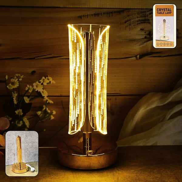 Luxury Tall Cylinder Shape Crystal Table Lamp (1 Pc) - justgrabit.in | Just Grab It
