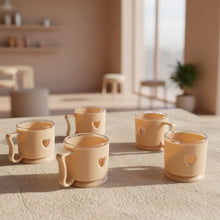Elegant Heart Design Mini Tea & Coffee Mug Set (100ML, 6 Pc) - justgrabit.in | Just Grab It