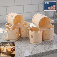 Elegant Heart Design Mini Tea & Coffee Mug Set (100ML, 6 Pc) - justgrabit.in | Just Grab It