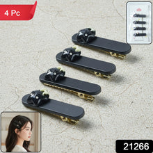 Cute Cat Design Premium Matte Finish Hair Clips (4 Pc) - justgrabit.in | Just Grab It