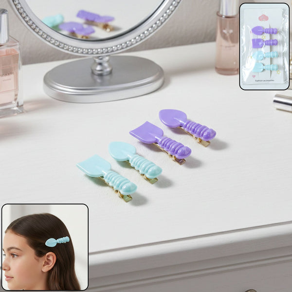 Cute Spoon & Spatula Shape Decorative Hair Clip Set (4 Pc) - justgrabit.in | Just Grab It