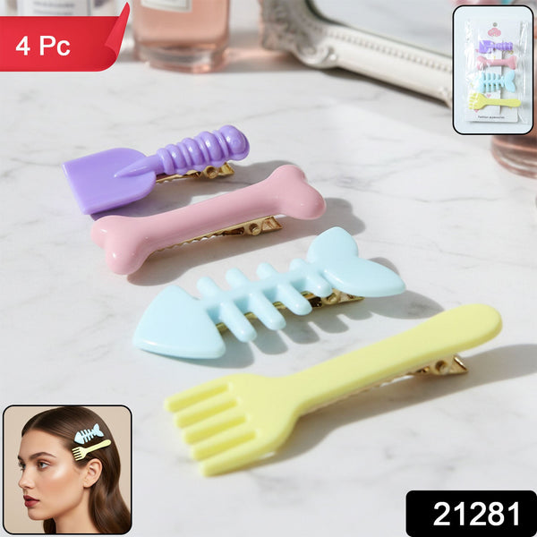 Cute Food Shape Hair Clip Set (4 Pc) - justgrabit.in | Just Grab It