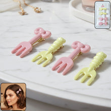 Cute Mini Fork Shaped Hair Clips Set for Girls and Women (4 Pc) - justgrabit.in | Just Grab It